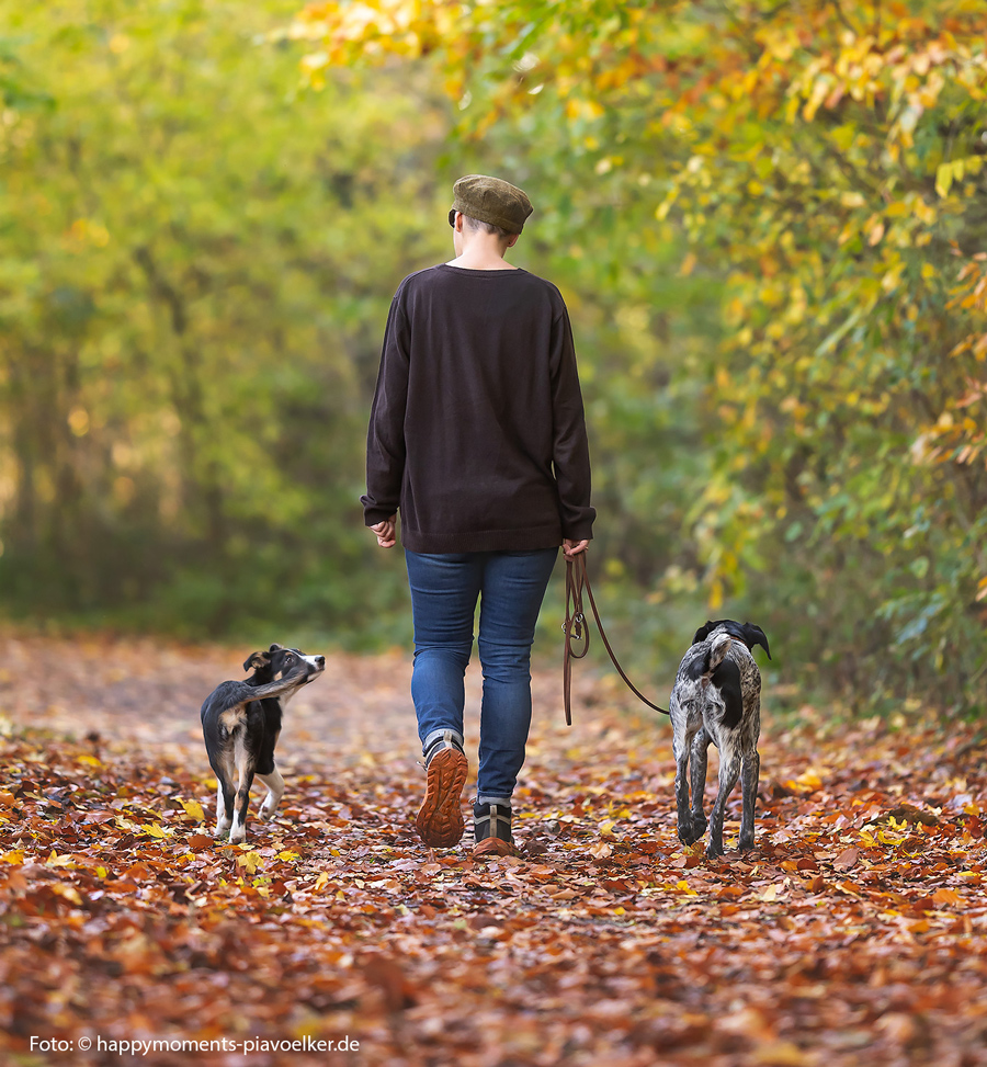 Sarah Bollermann mit ihren Hunden Cree und Twinkle